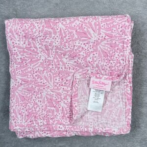 Lilly Pulitzer Pottery Barn Kids Baby Swaddle Blanket Organic Cotton Floral Pink